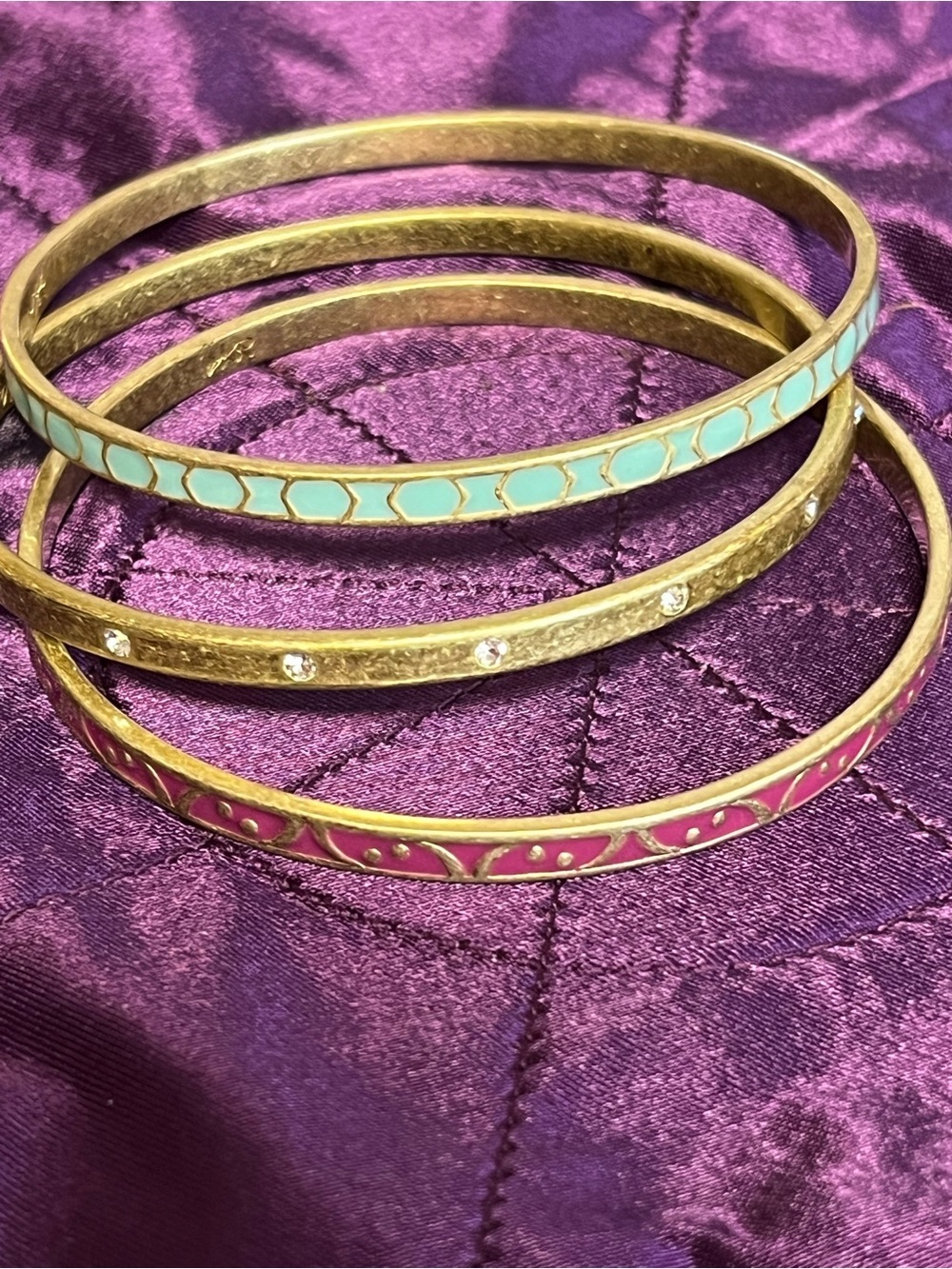 Silpada Gold-Tone Bangle Set with Pink & Turquoise Enamel